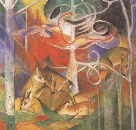 Franz Marc Deer in the Forest i (mk34) Norge oil painting art